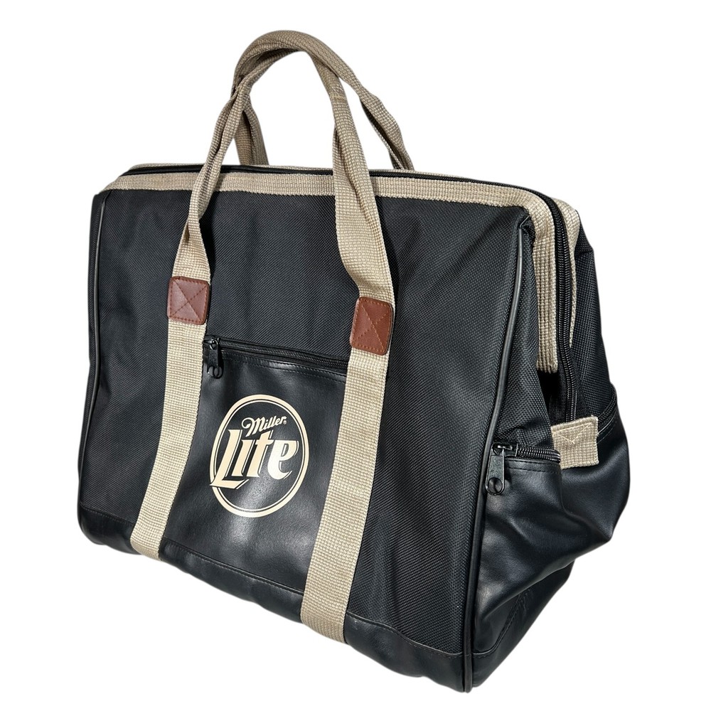 Miller Light Black Double Handle Front Logo Cooler Bag W/ Inside Liner Full Zip