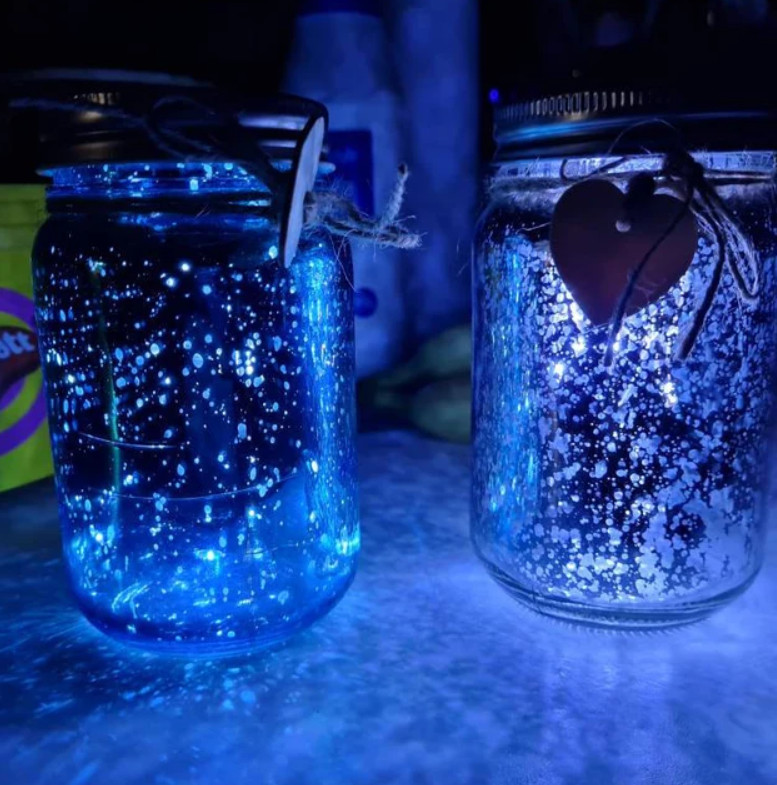 Light Up jar -LED Night Light-Sparkle Light- Firefly Jar- Glitter Jar