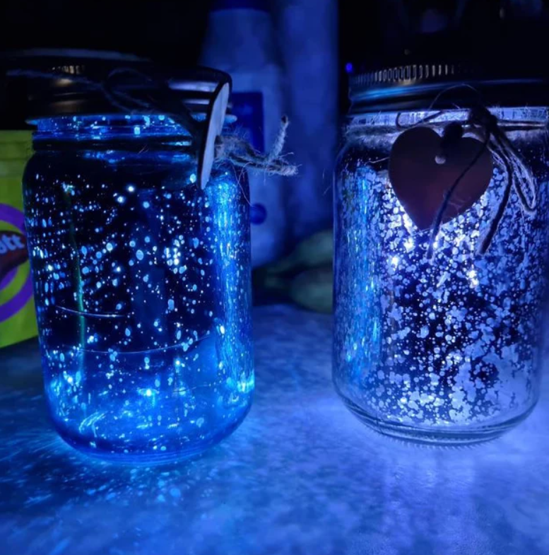 Light Up jar -LED Night Light-Sparkle Light- Firefly Jar- Glitter Jar
