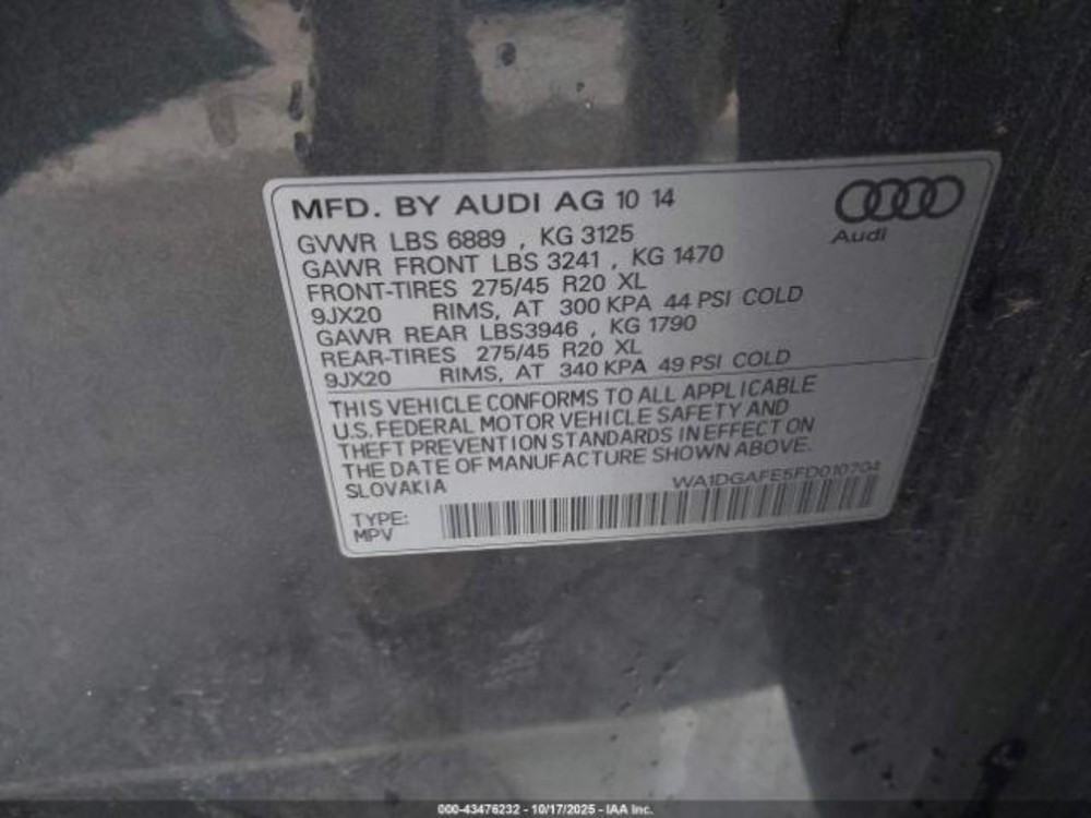 2011-15 AUDI Q7 Heater Motor front
