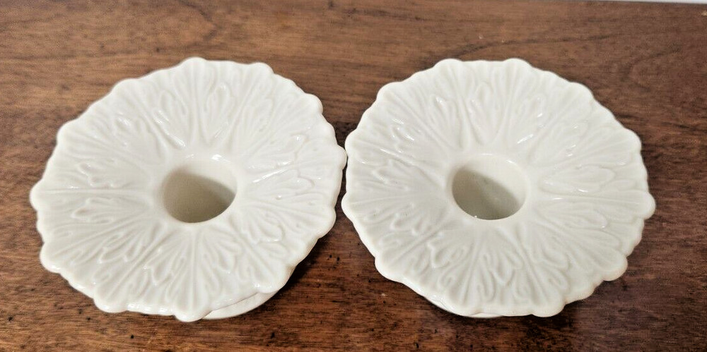 LENOX IVORY LEAF PAIR OF CANDLEHOLDERS