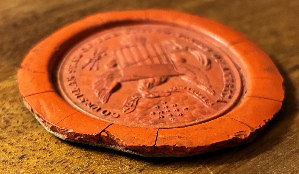 C. 1830 - 1860 Red Wax U.S. Consular Document Seal Impression