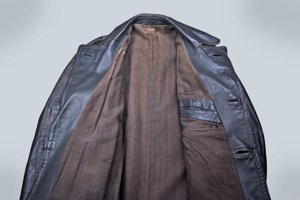 WWII GERMAN KRIEGSMARINE GRAY LEATHER OVERCOAT