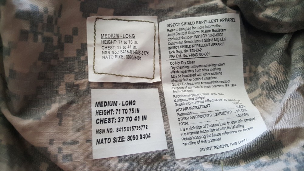 Army Combat Uniform Coat FR Medium Long Digital Camo NWT