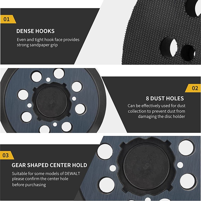 5" 4-Screw Orbital Sander Pad Replacement Hook Loop for Dewalt DWE6423 DWE6421K