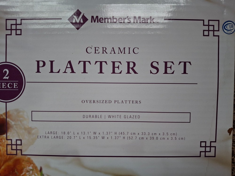 2 Pc White Oval Serving Platters Scalloped Edge Ceramic Dinnerware Serving Tray