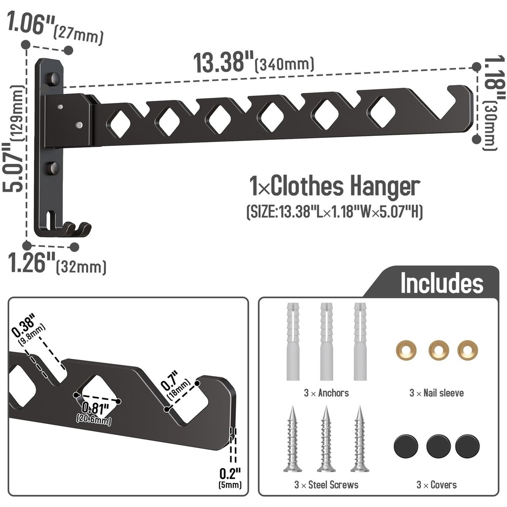 Wall Mounted Clothes Drying Rack, Wall Clothes Hanger Foldable, Laundry Hanger