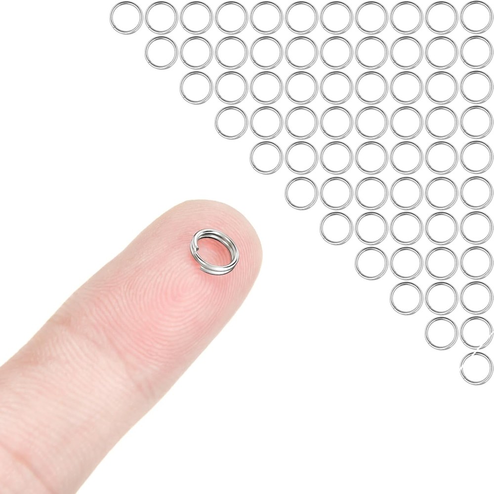 100PCS Small Double Open Jump Rings Stainless Steel Key Small, Silver