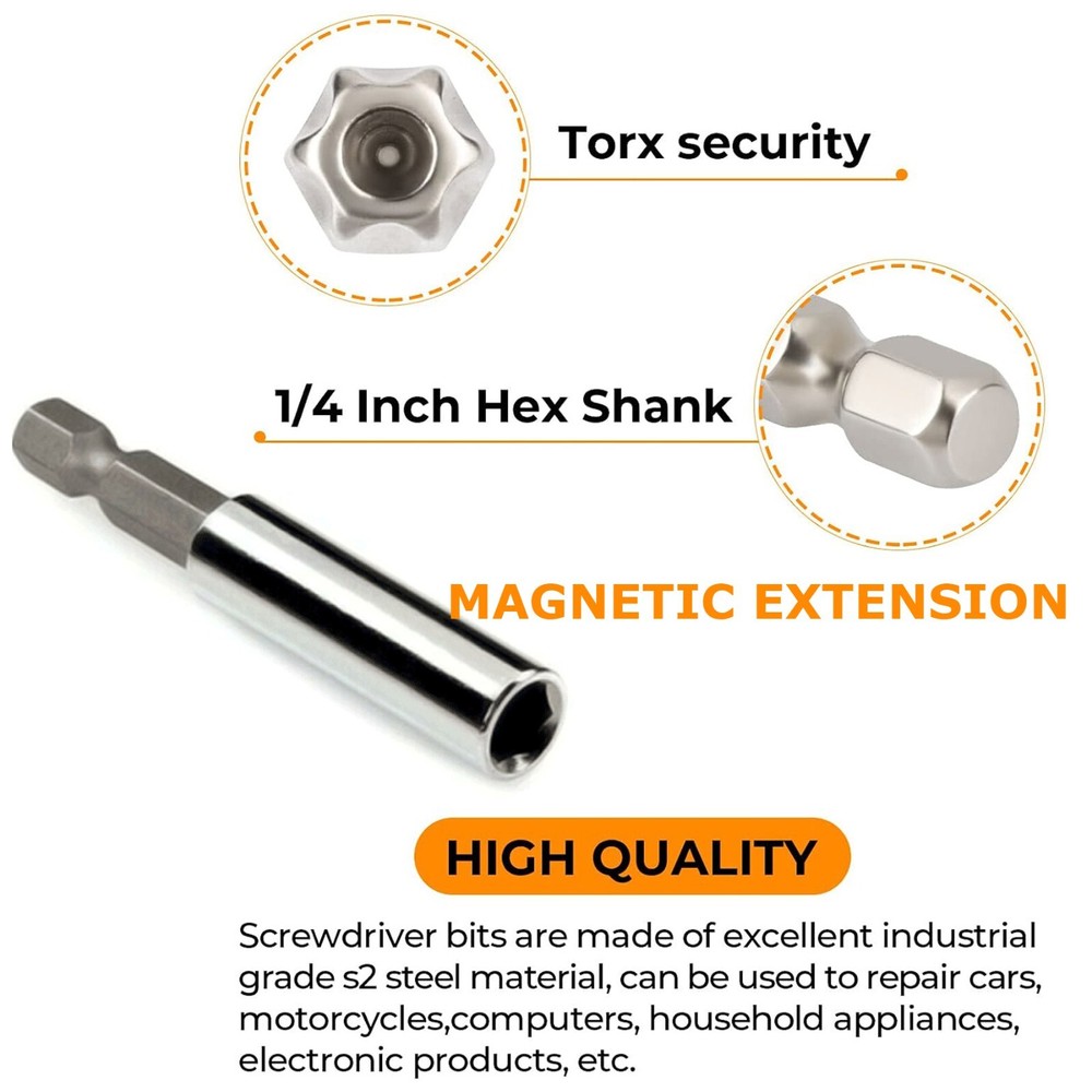 33pcsTamper 25MM Proof Security Torq Hex Star Spanner Tri Wing Screwdriver Torx