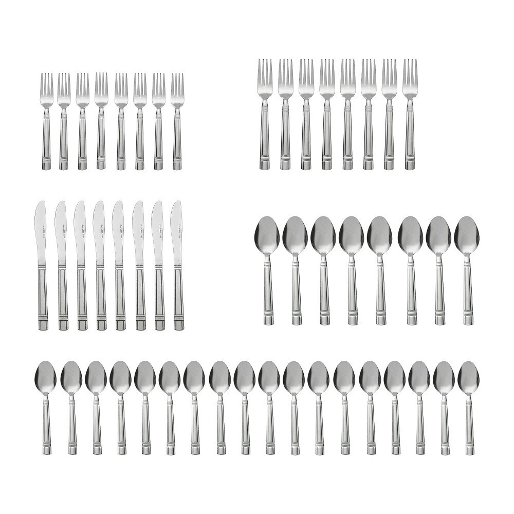 49Pcs Silverware Set Service for 8 Stainless Steel Durable Flatware Set W/ Tray