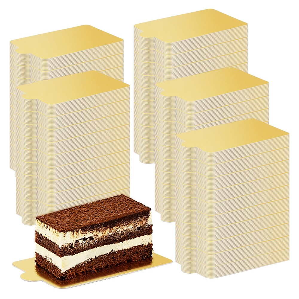 500 PCS 2.4x4 Inch Mini Rectangular Golden Cake Boards Mousse Base Paper