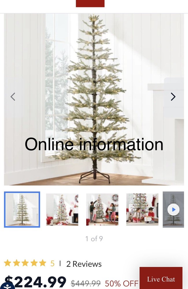 Pre-Lit Sparse Flocked Christmas Tree w/ 2-in-1 LEDs,(LEDS on bottom broken)