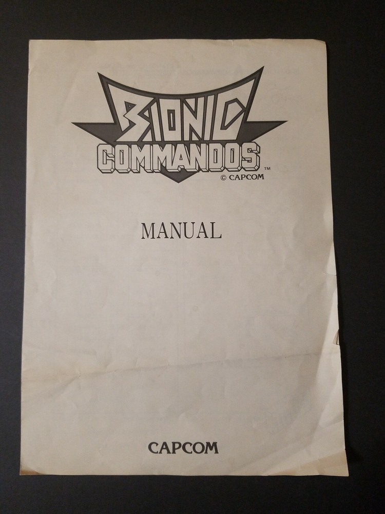 VINTAGE Original Bionic Commandos Capcom Arcade User Manual - Complete
