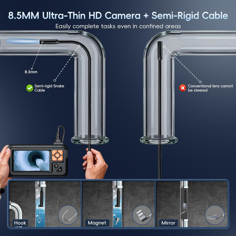 SKYBASIC Industrial Endoscope Borescope Camera with Light, 4.3'' HD Digital Hand