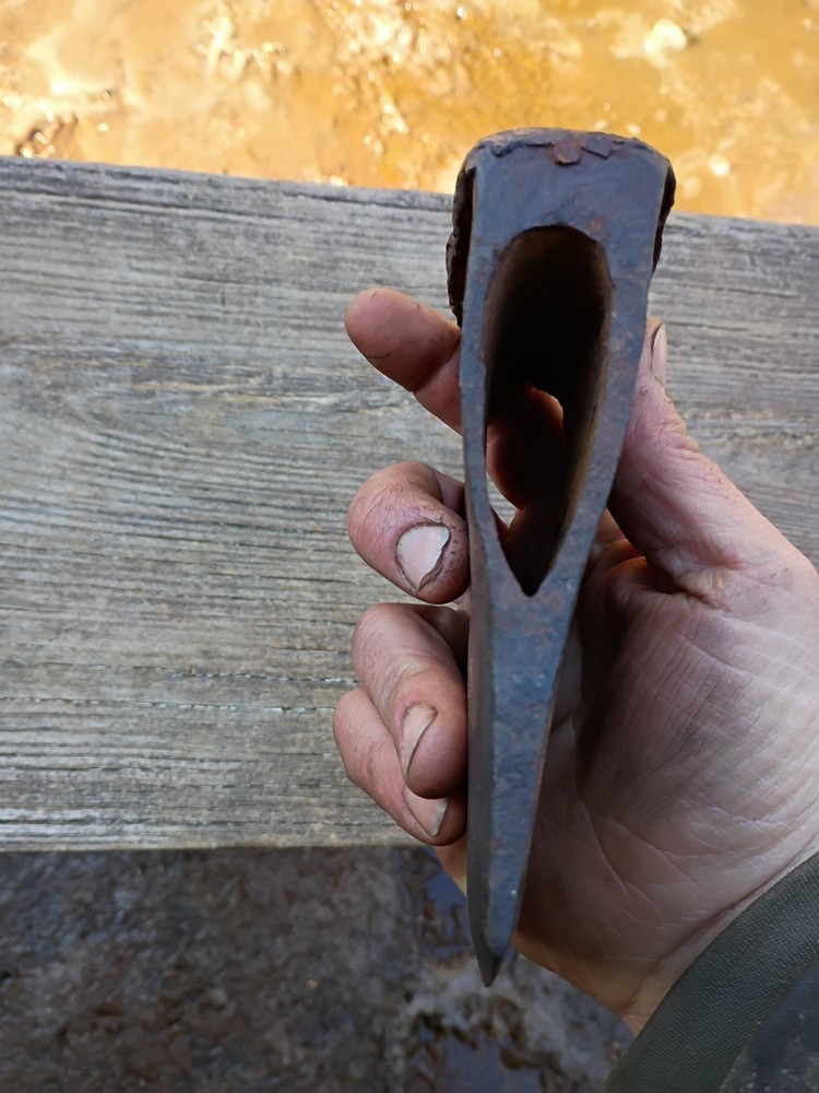 Early Primitive Lugged Axe Head 2 lbs 14 oz