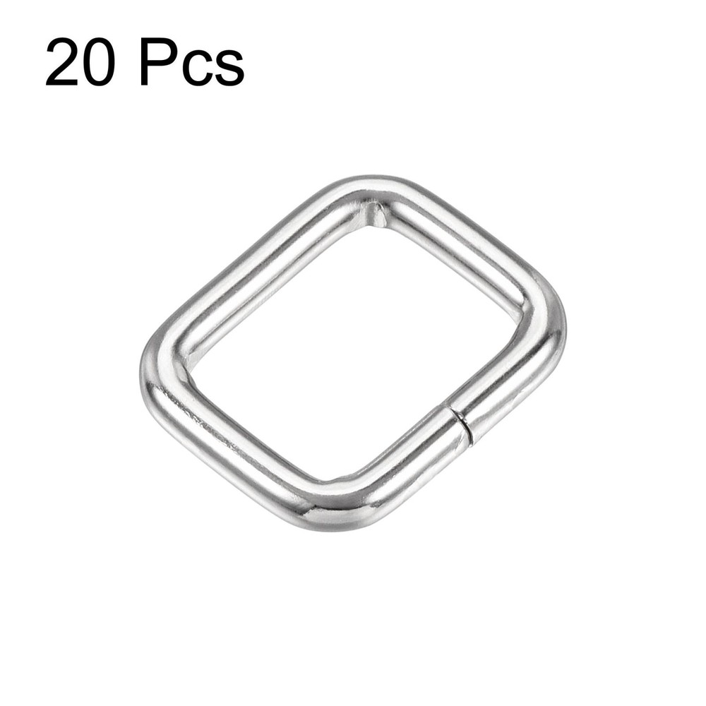 Metal Rectangle Ring Buckles 20x16mm Silver Tone 20pcs