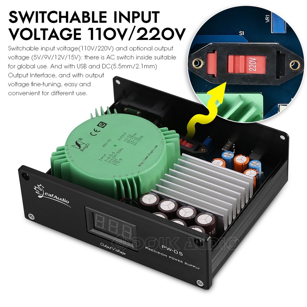 Regulated Linear Power Supply USB/DC 5V/12V for HiFi Audio XMOS USB interface