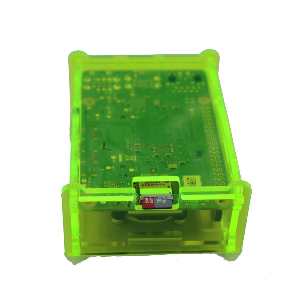 Raspberry Pi 4 Gloss Fluorescent Green Acrylic Case Enclosure Box w/Cooling Fan