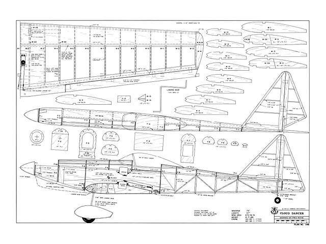 Cloud Dancer RC Sport 73" Wingspan RC Model Airplane Printed Plans & Templates