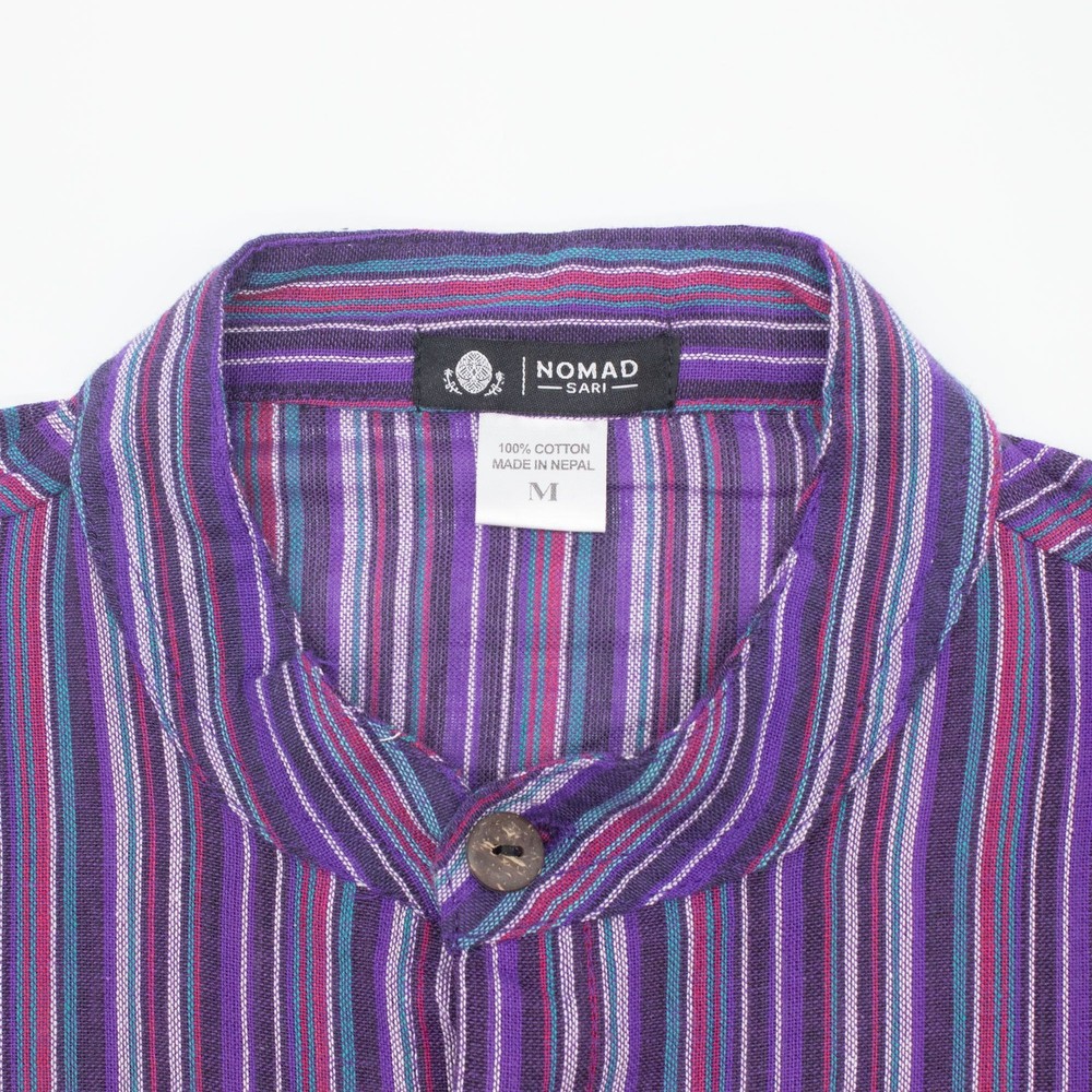Nomad Sari Grandad Shirt - Black Purple - Medium