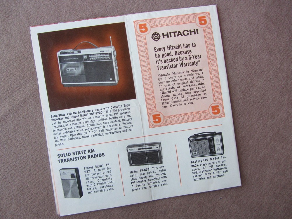 1970 Hitachi Radios Portable Table Clock Modular Systems Sales Brochure Specs