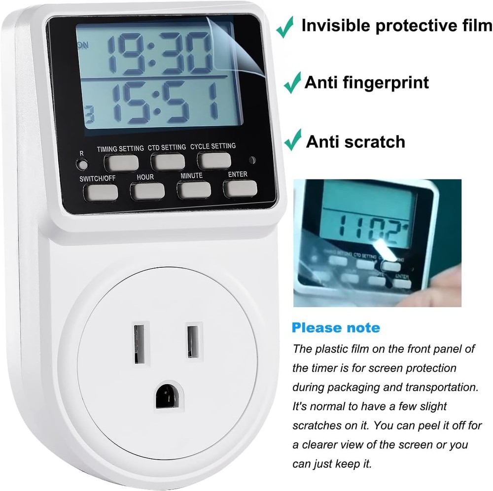 Digital Infinite Repeat Cycle Intermittent Timer Plug for Electrical White