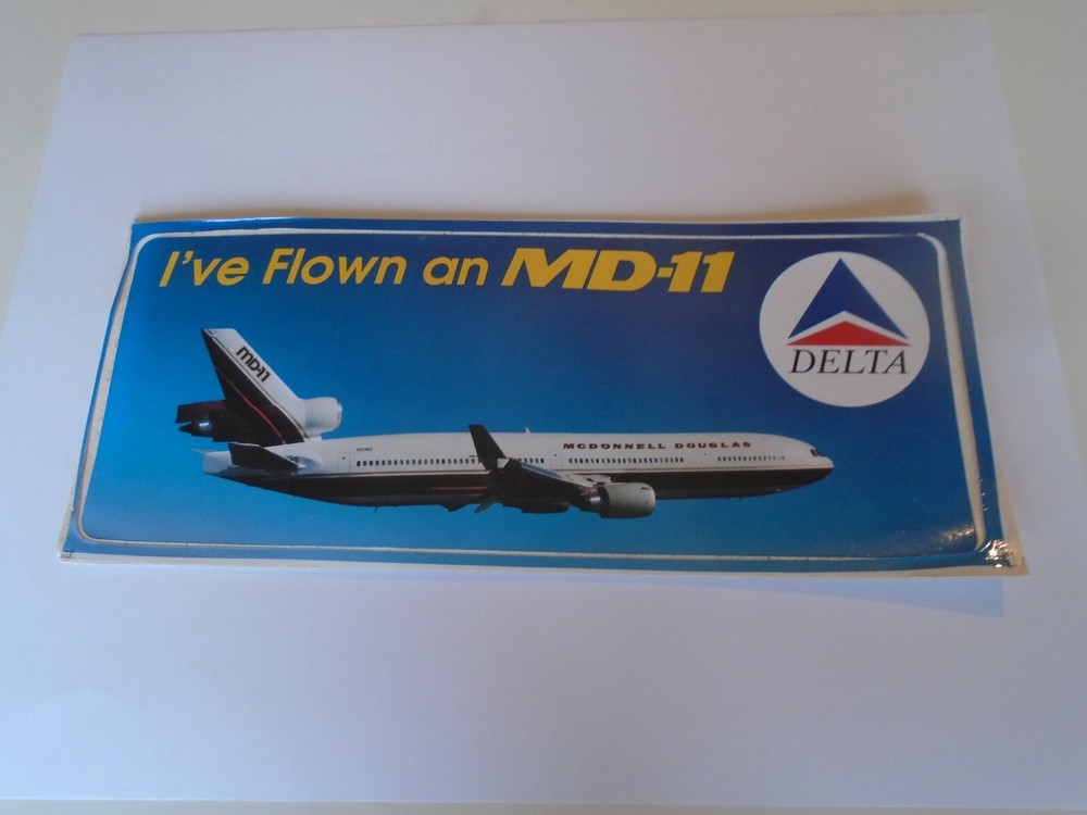 DELTA AIR LINES  RECTANGULAR MCDONNELL DOUGLAS MD-11 STICKER DECAL ive flown an