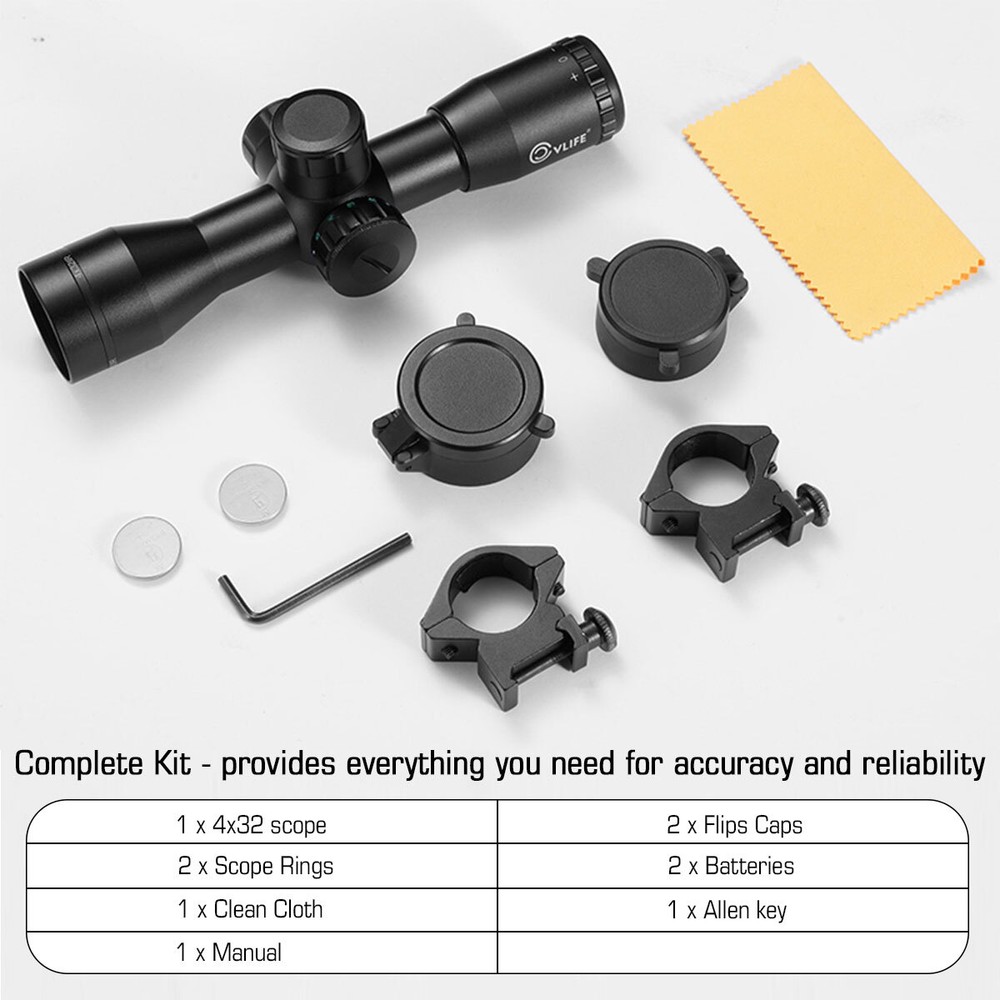 4X32 Compact Crossbow Scope Illuminated Rangefinder Archery Bow Scope with Mount