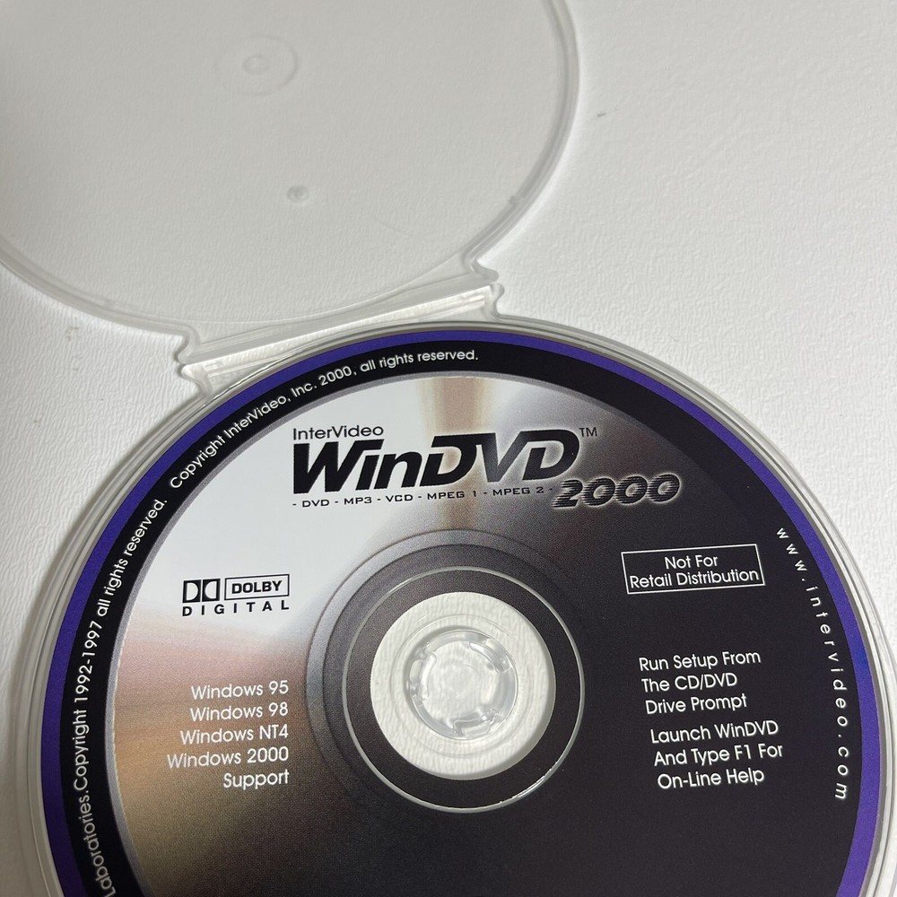WinDVD 2000 Intervideo CD Rom PC with Serial Number