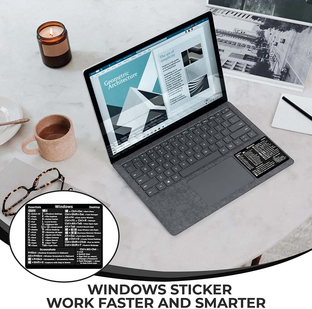 Windows PC Laptop Desktop Reference Guide Keyboard Vinyl Shortcut Sticker Decal