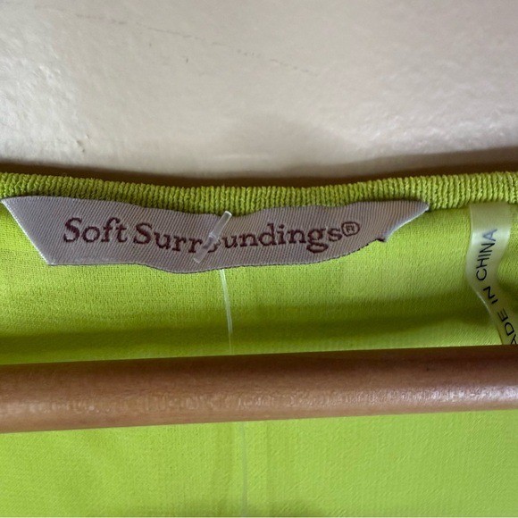 NWT Soft Surroundings Lime Green Chartreuse Sweater Crossover Front Oversized SM