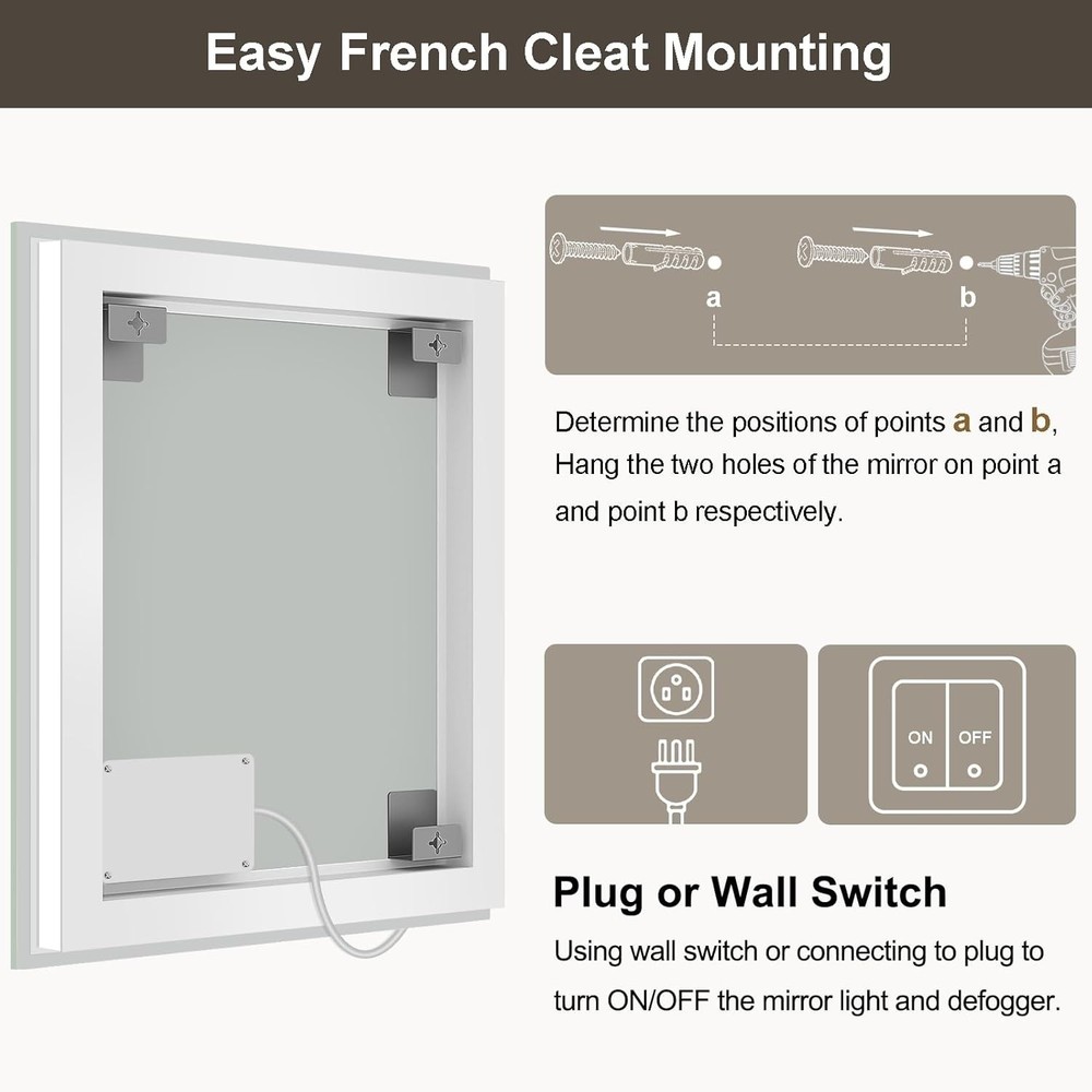 24x36 LED Bathroom Mirror with Lights, Brighter Backlit + Front Lit, Tempered...