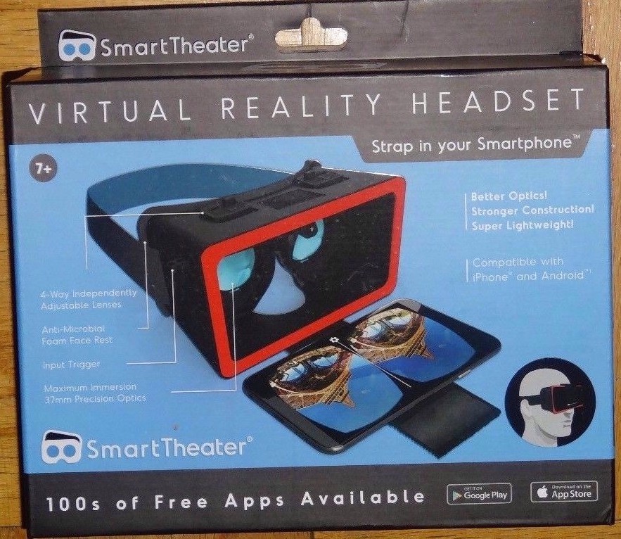 Smart Theater Virtual Reality Headset Black Strap iPhone Android Smartphone New