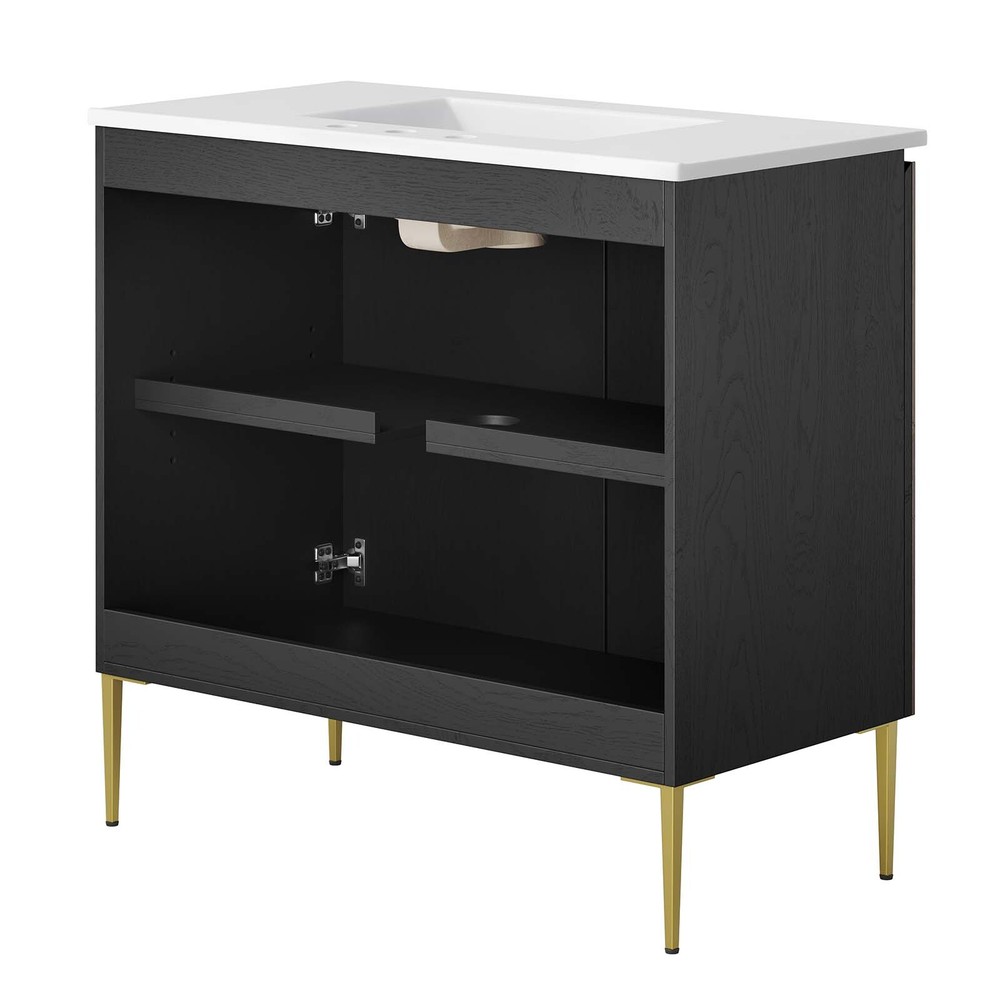 Modway Alchemist 36" Bathroom Vanity in White Black
