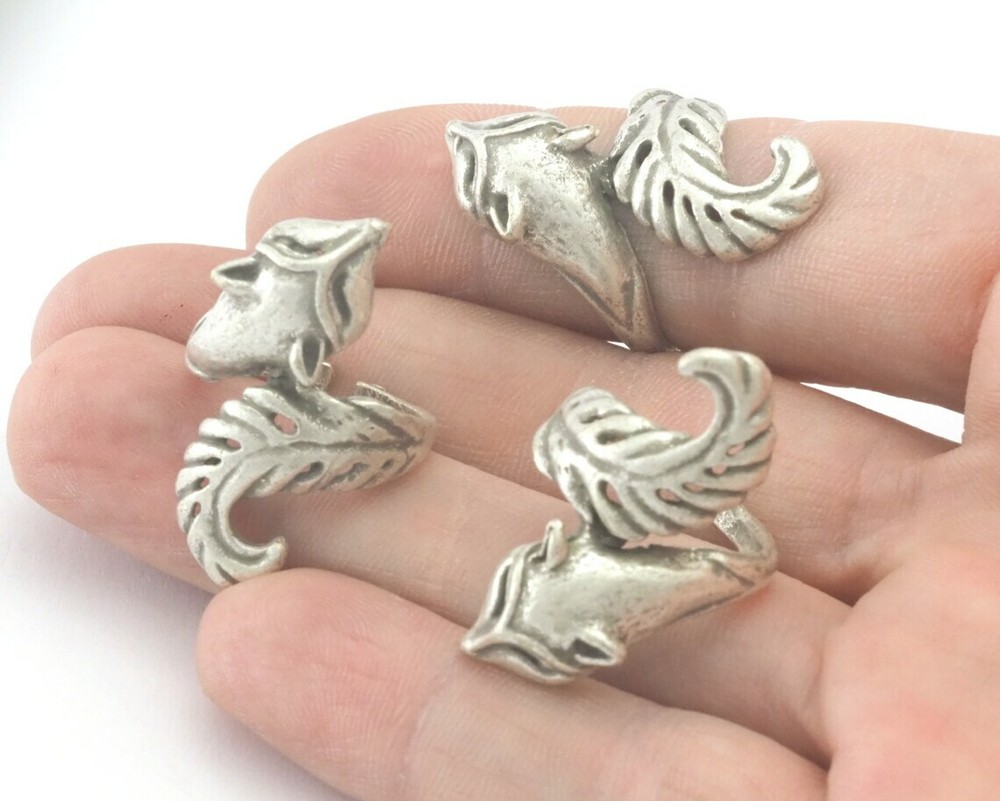 Fox Ring Adjustable Antique Silver Plated Brass (16mm 6US inner size) 3220