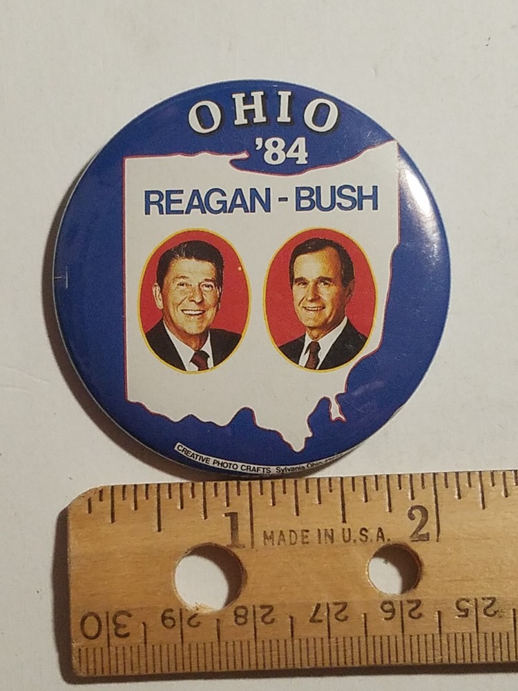 Ohio Reagan Bush Pinback Button