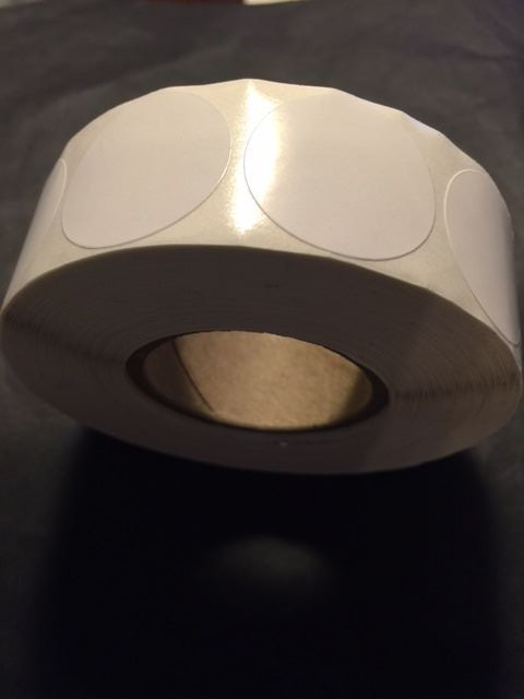 1" Round WHITE Circle LABELS 1000 PER ROLL GREAT STICKERS