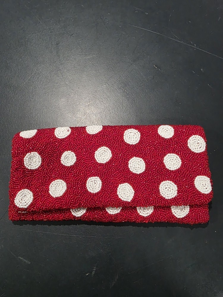 Red Polka Dot Beaded Clutch