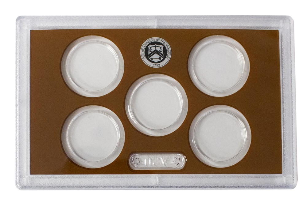 Empty Plastic Lens with Brown Insert Holds 5 Quarters, 5 Pack