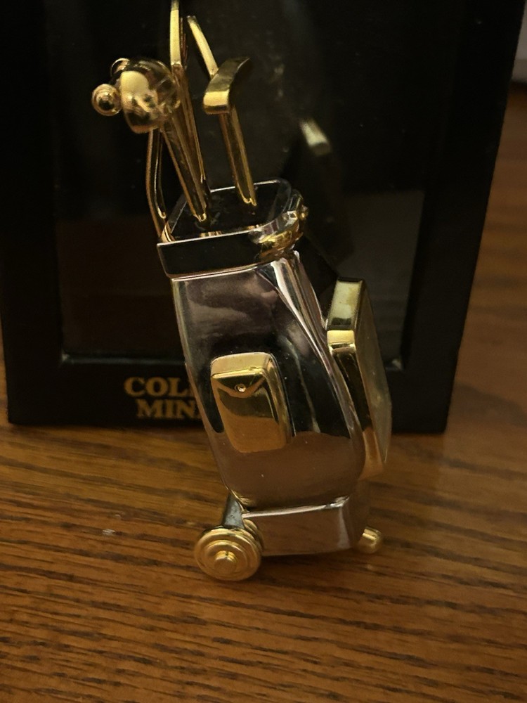 TIMEX TWO-TONE SILVER & GOLD COLLECTIBLE MINI-CLOCK GOLF BAG