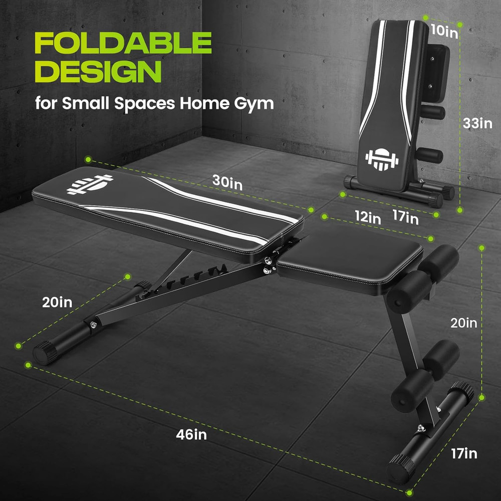 Basic Weight Bench for Home Gym, 660LBS Fast Foldable Workout Bench Press for Ho