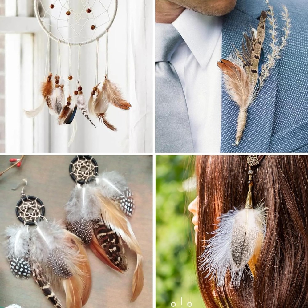 MAOFENG 210pcs 7 Styles Natural Bulk Feathers Assorted Mixed XYQMZH-06