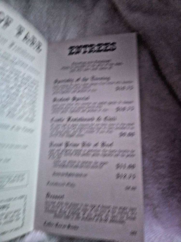 The Magic Castle Hollywood Vintage Dinner Menu