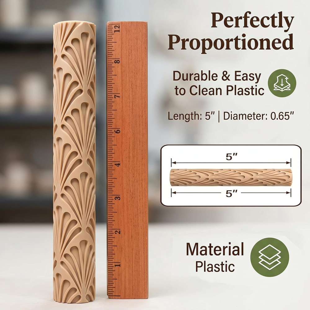 Clay Texture Rollers | 10-Pack Polymer Clay Texture Roller Set for Pottery & Cra