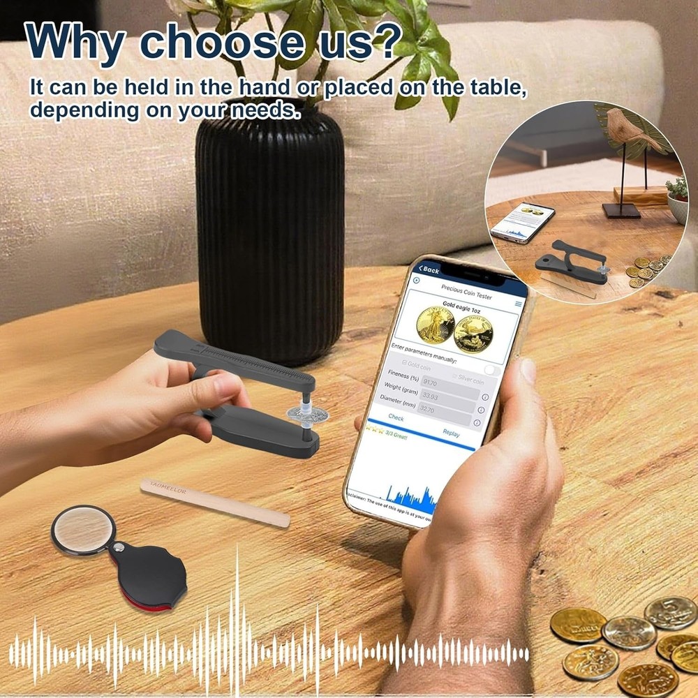 Coin Ping Tester Kit, Size Comparison, Portable & Technical Specifications Style