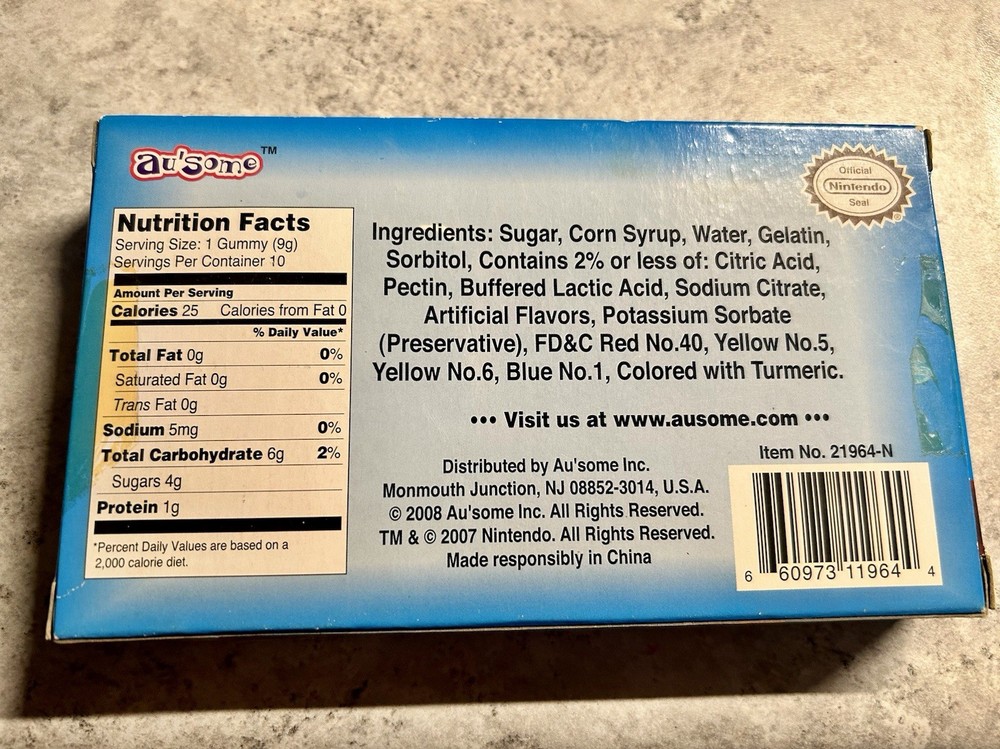 Super Mario 3-D Gummies Candy Rare 2007