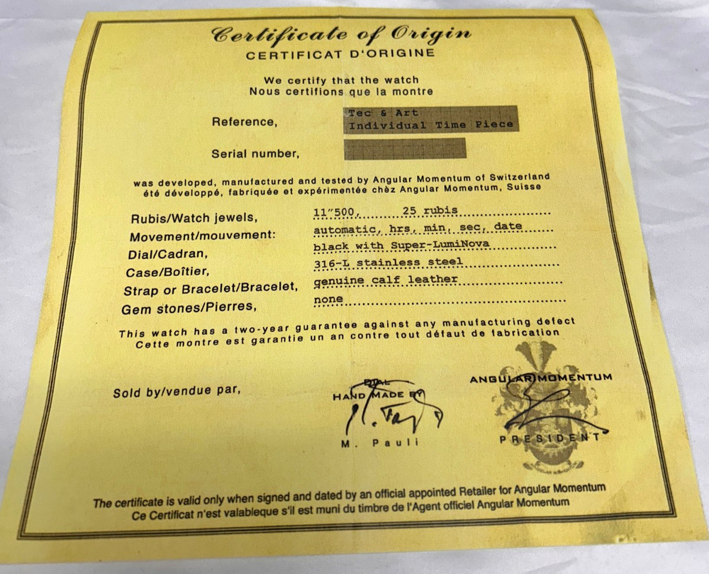 Angular Momentum Certificate of Origin