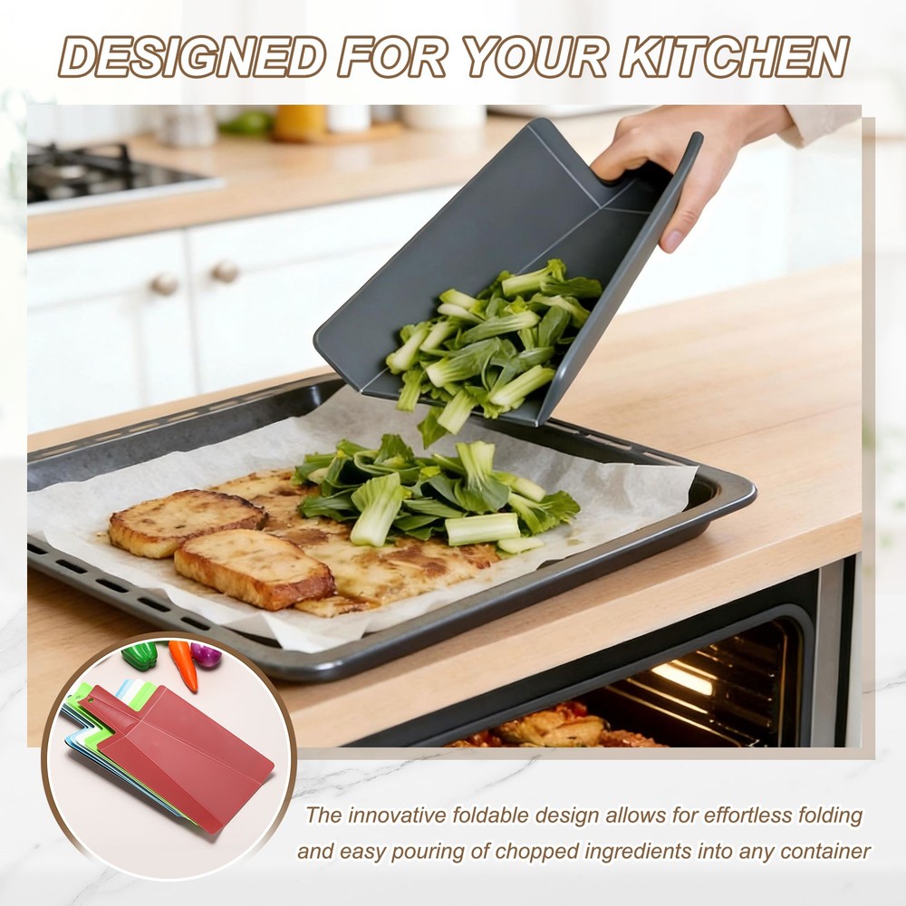 Foldable Cutting Board, 15" x 8.5" Plastic Folding Cutting Board, Brown