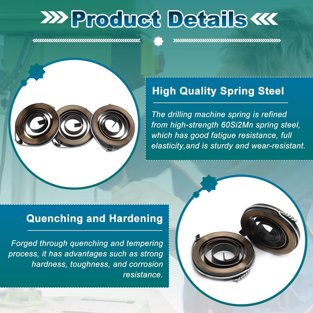 MroMax 3Pcs Drill Press Spring, 1.65" Outer Diameter, 0.31" Width, 0.03" Thic...