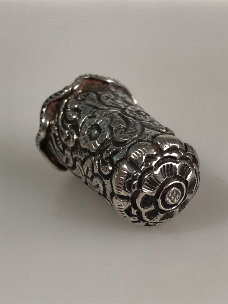 Silver Asian INDIAN Thimble with FLOWERS